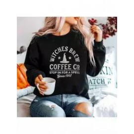 Women's Witches Brew Halloween Print Casual Sweatshirt