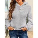 Casual Loose Solid Fleece Hoodie
