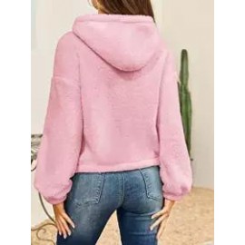 Casual Loose Solid Fleece Hoodie