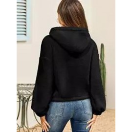 Casual Loose Solid Fleece Hoodie