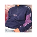Men's Retro Color Block Polos Zipper Sweater