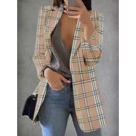 Loose Casual Check Cardigan Blazer