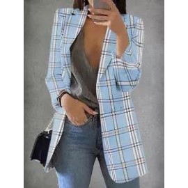 Loose Casual Check Cardigan Blazer