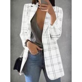 Loose Casual Check Cardigan Blazer