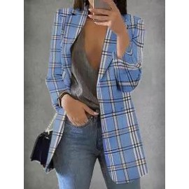 Loose Casual Check Cardigan Blazer