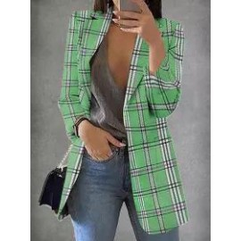 Loose Casual Check Cardigan Blazer