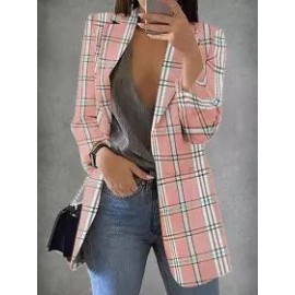 Loose Casual Check Cardigan Blazer