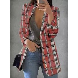 Loose Casual Check Cardigan Blazer