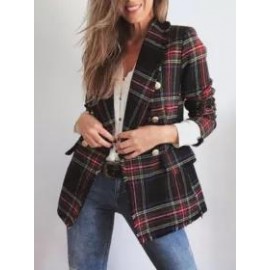Double-Breasted Grid Lapel Suit
