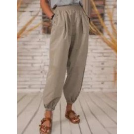 Casual Solid Color Pocket Pants