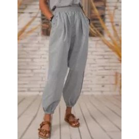 Casual Solid Color Pocket Pants