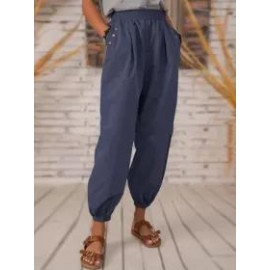 Casual Solid Color Pocket Pants