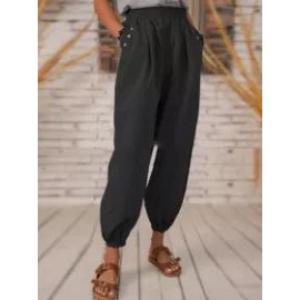 Casual Solid Color Pocket Pants