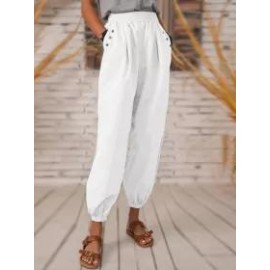 Casual Solid Color Pocket Pants