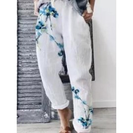 Linen Pocket Loose Waist Straight-Leg Pants