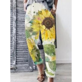 Linen Pocket Loose Waist Straight-Leg Pants