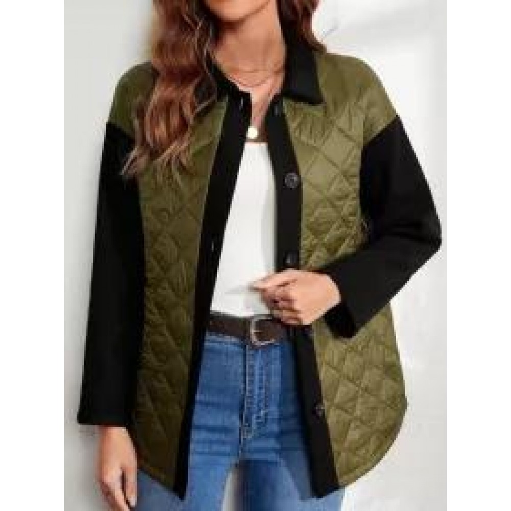 Casual Stitching Long-Sleeved Cotton Coat