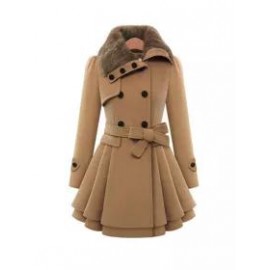 Fold-Over Collar Plain Coat