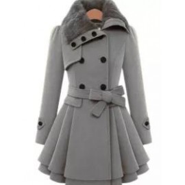 Fold-Over Collar Plain Coat