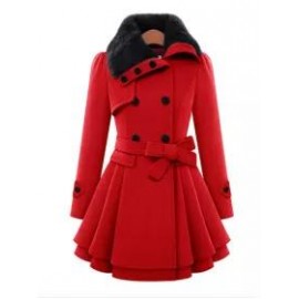 Fold-Over Collar Plain Coat