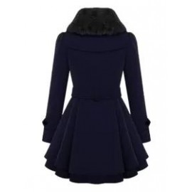Fold-Over Collar Plain Coat