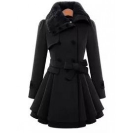 Fold-Over Collar Plain Coat