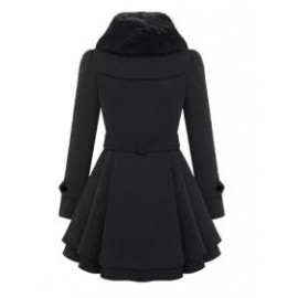 Fold-Over Collar Plain Coat
