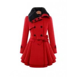 Fold-Over Collar Plain Coat