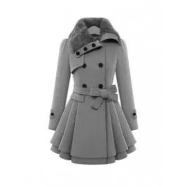 Fold-Over Collar Plain Coat