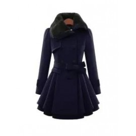Fold-Over Collar Plain Coat