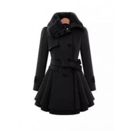 Fold-Over Collar Plain Coat