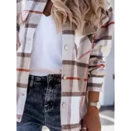 Loose Casual Woolen Plaid Coat Jacket