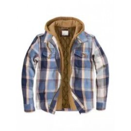 Men's Fall & Winter Casual Checkered Hooded Fake Two Casual Jackets