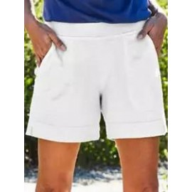Pure Color Pocket Casual Shorts