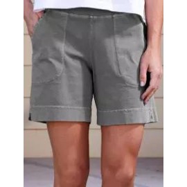 Pure Color Pocket Casual Shorts