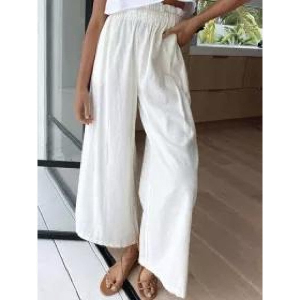 Loose Casual Solid Color High Waist Wide Leg Pants Loose Casual Solid Color High Waist Wide Leg Pants