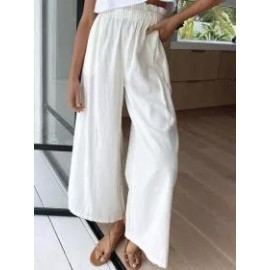 Loose Casual Solid Color High Waist Wide Leg Pants
