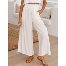 Loose Casual Solid Color High Waist Wide Leg Pants