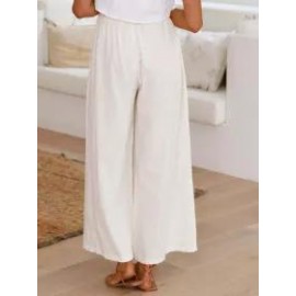 Loose Casual Solid Color High Waist Wide Leg Pants