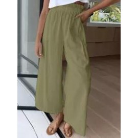 Loose Casual Solid Color High Waist Wide Leg Pants