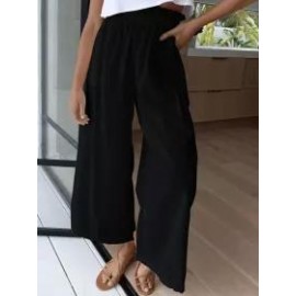 Loose Casual Solid Color High Waist Wide Leg Pants