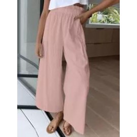 Loose Casual Solid Color High Waist Wide Leg Pants