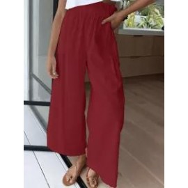 Loose Casual Solid Color High Waist Wide Leg Pants