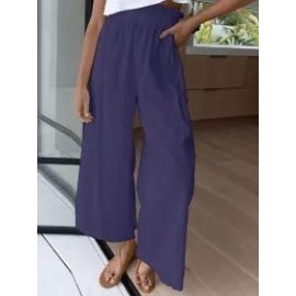 Loose Casual Solid Color High Waist Wide Leg Pants