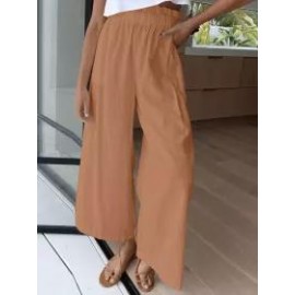 Loose Casual Solid Color High Waist Wide Leg Pants