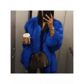New Women Fashion Fur Leather Jacket Coat