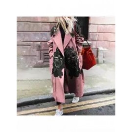 Ladies Elegant Fashion New Printed Casual Daily Coat Coat