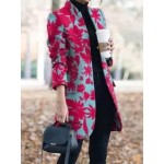 Casual Vintage Print Stand Collar Coat