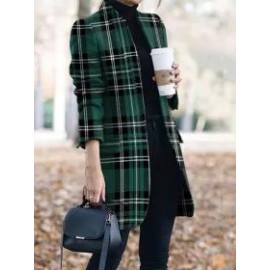 Casual Vintage Print Stand Collar Coat