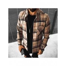Casual Check Textured Long Sleeve Shirt Jacket